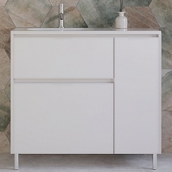 Style Line Мебель для ванной Барселона 90 L белая с б/к Люкс Plus – фотография-7